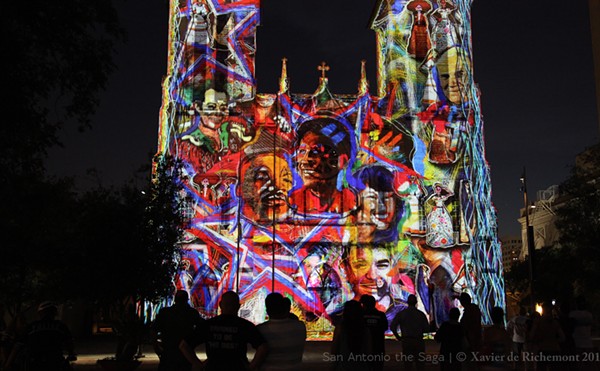 The display, which was created by the French painter, Xavier de Richemont and specifically designed for the cathedral's facade.