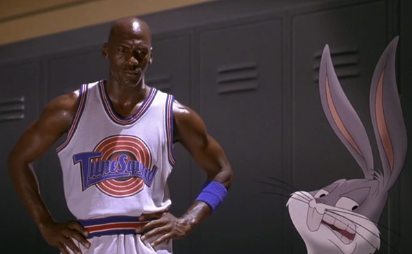The plot combines live action and animation to tell a story about Looney Tunes characters teaming up with Jordan in a basketball match against invading aliens.