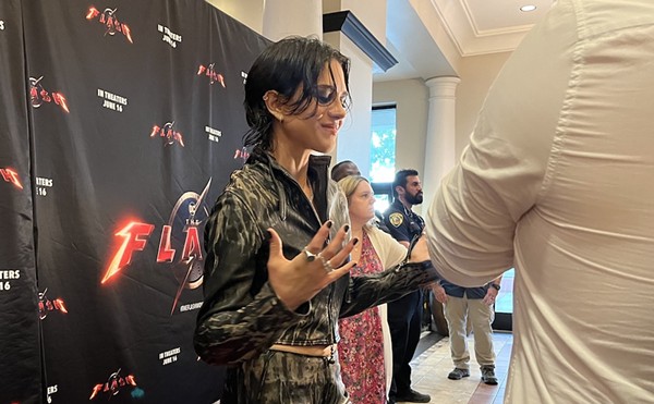 Sasha Calle answers questions from the media during an appearance at the Palladium Theater.