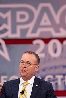 Mick Mulvaney speaking at the 2018 Conservative Political Action Conference in National Harbor, Maryland.
