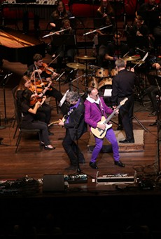 YesBodyElse performs onstage with YOSA in a Prince tribute at the Tobin Center for Performing Arts on March 13, 2017.