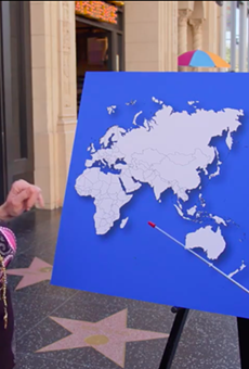 A geographically challenged Republican attempts to name one country on a world map.