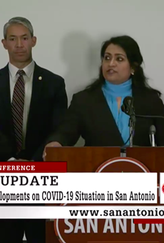 Anita K. Kurian, assistant director of San Antonio Metro Health, speaks to reporters at Monday's news conference.