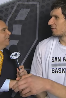 Boban's massive mitts engulfing the right hand of a reporter