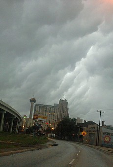 Storm clouds gather over Downtown.