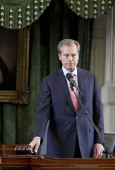 Former Texas Lt. Gov. David Dewhurst gaveled the Senate out for the 83rd regular session in 2013. Dewhurst was arrested in Dallas this week on a domestic violence charge, according to police.