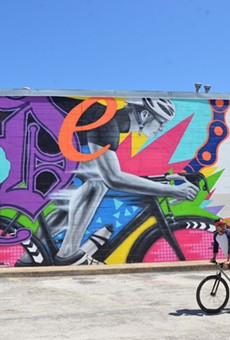 Local duo Los Otros celebrates the cycling community in the Pabst-sponsored mural Ride.