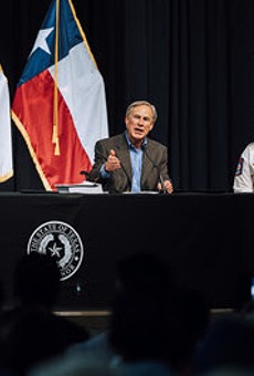 Gov. Greg Abbott speaks during Thursday's press conference in Del Rio.