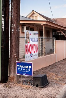 Signs for former President Donald Trump lined a street near downtown Rio Grande City last year.