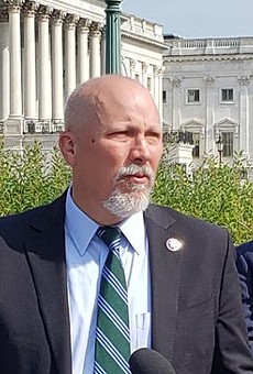 U.S. Rep. Chip Roy speaks at a press event in May.