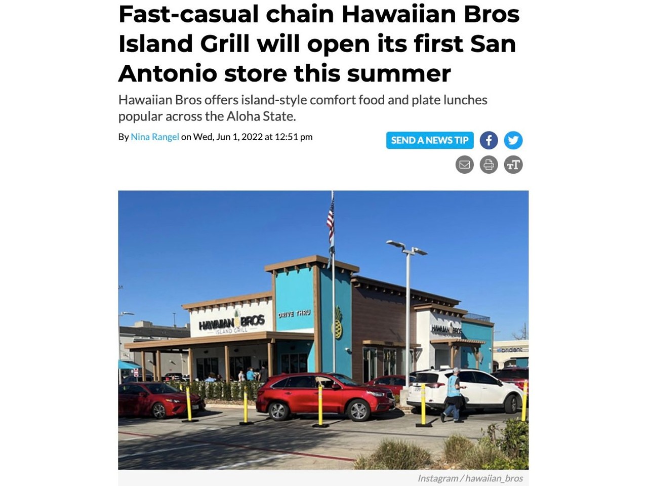 16. Fast-casual chain Hawaiian Bros Island Grill will open its first San Antonio store this summer