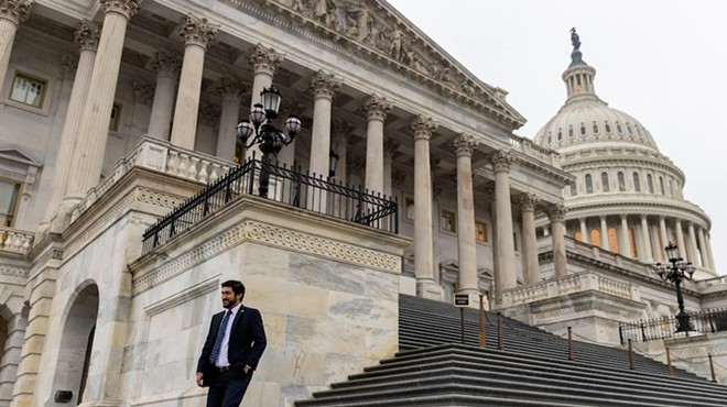 U.S. Rep. Greg Casar, D-Texas, walks down the House steps on Capitol Hill in Washington, D.C. last year. On Tuesday, he launched a "thirst strike" to advocate for federal policy requiring paid water breaks for people who work outdoors in extreme heat.