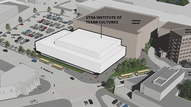 An artist's rendering shows a potential relocation site for the museum near downtown's Crockett Hotel.