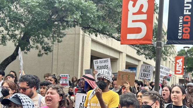Around 150 protesters marched through UTSA's campus last week to call for a ceasefire in the Israel-Hamas conflict.