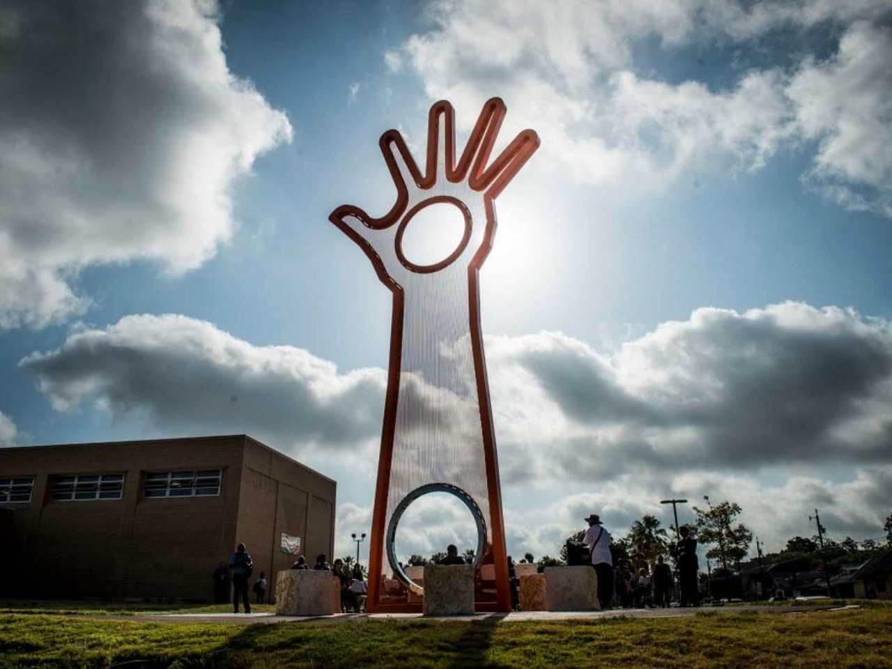 Open Hand, Open Mind, Open Heart
1101 Iowa St.
Artist: Douglas Kornfeld
Inspired by Dr. Martin Luther King Jr.’s message of nonviolence, this 32-foot tall sculpture in Sullivan Park faces San Antonio's downtown skyline.